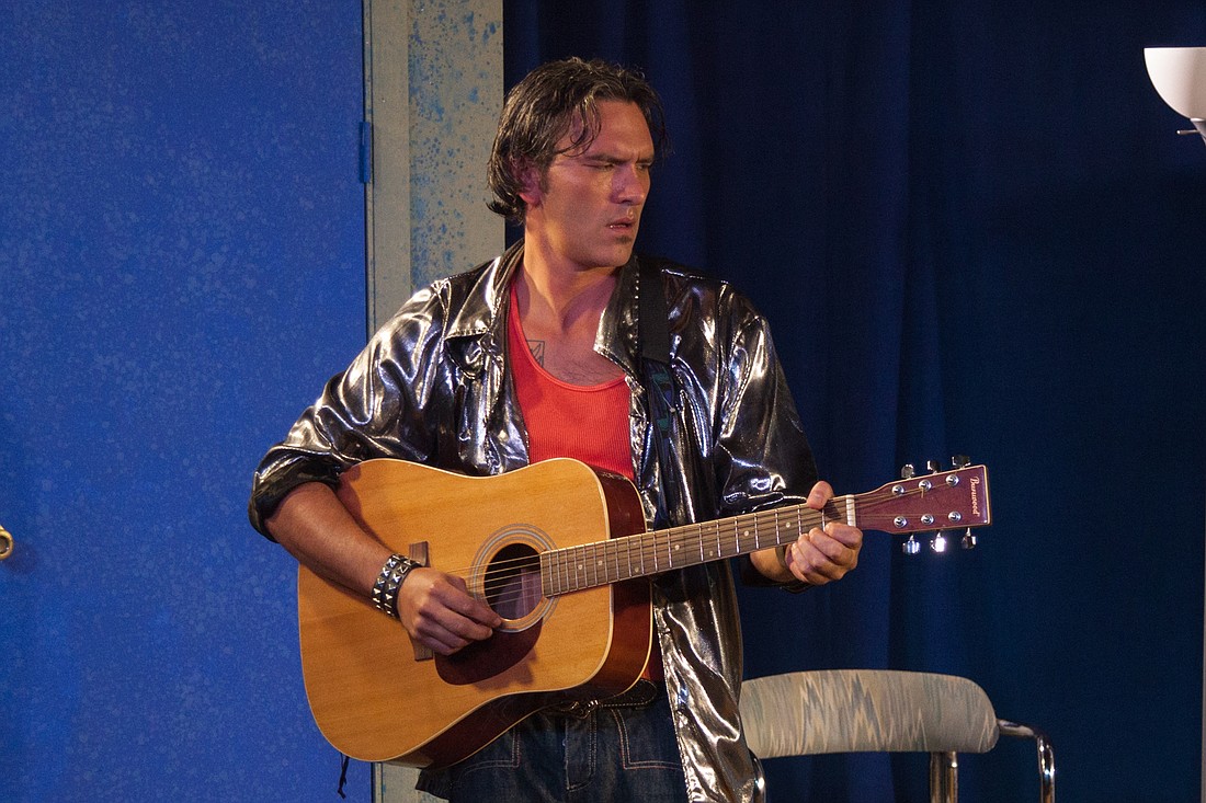 Camillo Bustos as the rock star Jason James in â€œWhy Canâ€™t I Be You?â€ Photo by Don Daly