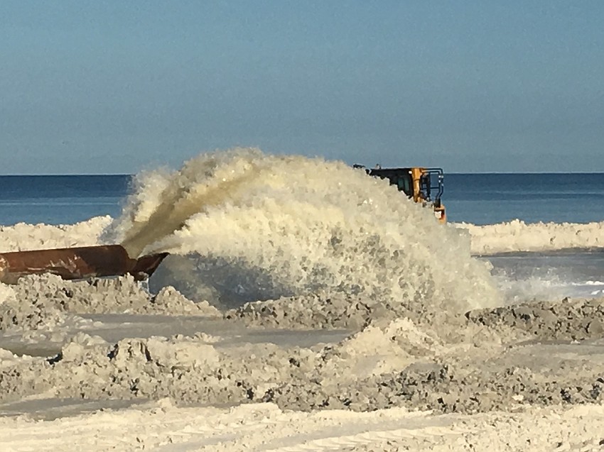 More than 12,000 cubic yards of sand was blown onto the beaches of Longboat Key during the first week of dredging,