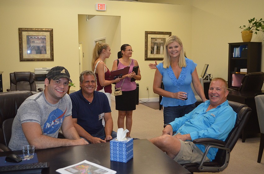 DiCicco campaign manager Erik Arroyo, Frank DiCicco, and host committee members Jennifer Peeples and Rich Carrier