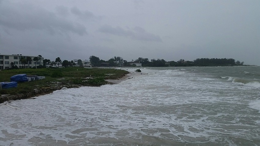 The surf was boiling Thursday outside the Inn on the Beach on Longboat Key.