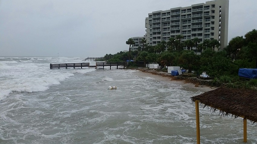 The surf was boiling Thursday outside the Inn on the Beach on Longboat Key.