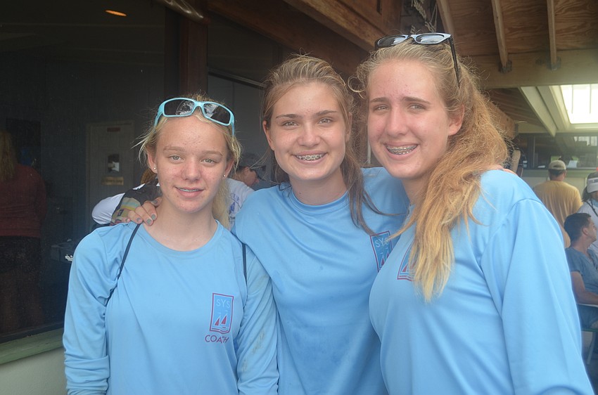 Kay Brunsvold, 13, Ashley See, 13, and her sister Alyssa, 15