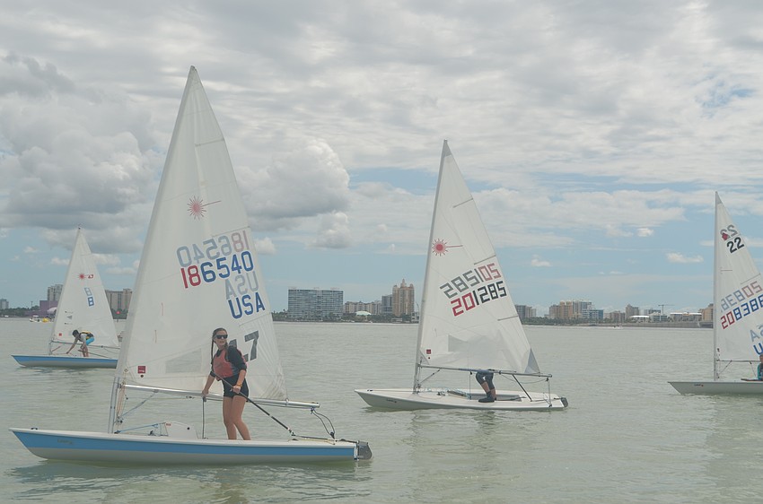 Callista Hopains heads out on the bay.