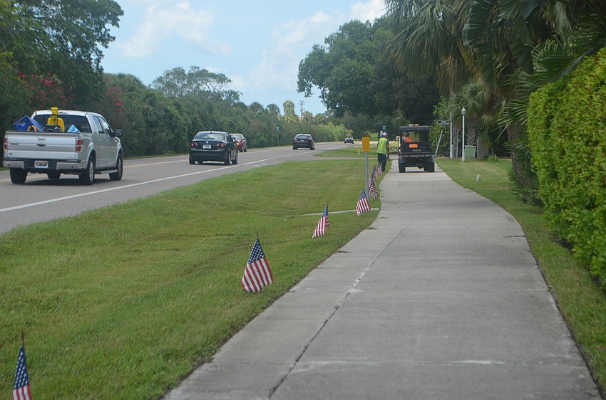 The Longboat Key Public Works Department has placed flags along GMD every year since 9/11 happened except for one year due to weather.