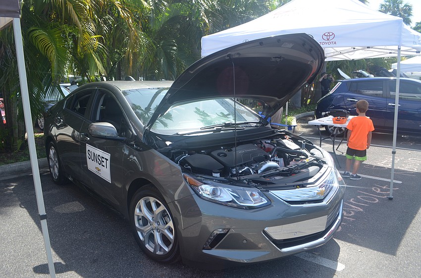 A 2017 Chevy Bolt sits in Mote Marine Laboratory and Aquarium’s parking lot during the 5th annual Electrify the Island event.