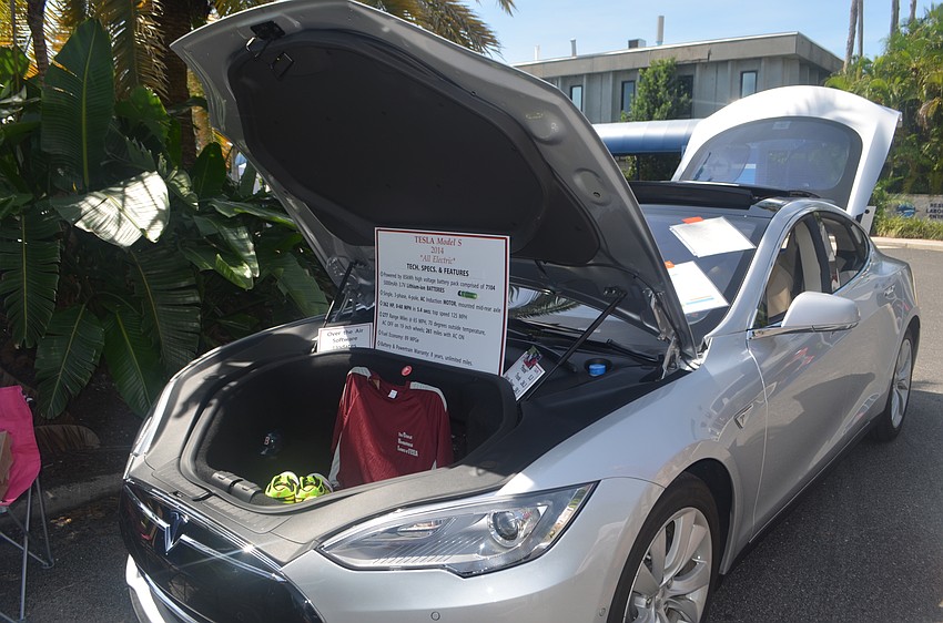 A 2014 Tesla Model S was the first electric car guests saw when arriving to Electrify the Island.