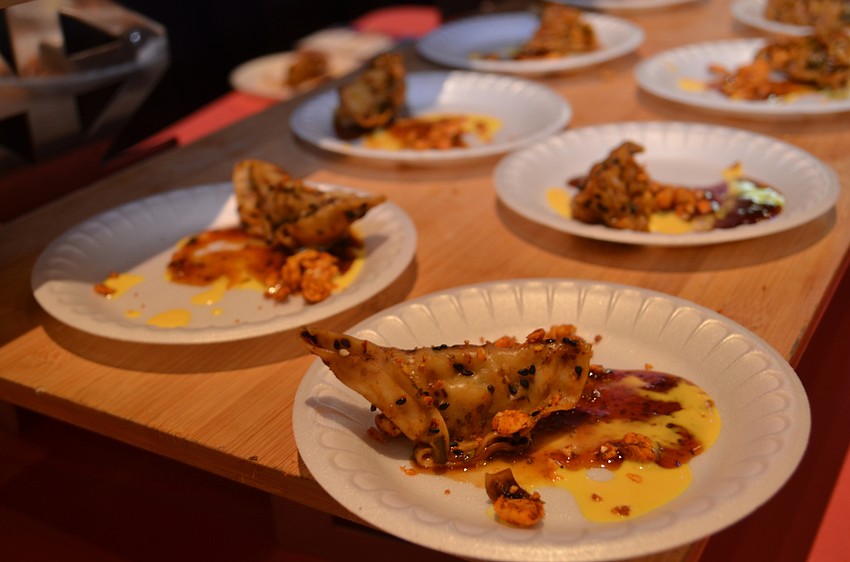 Chicken potstickers from Louies Modern.