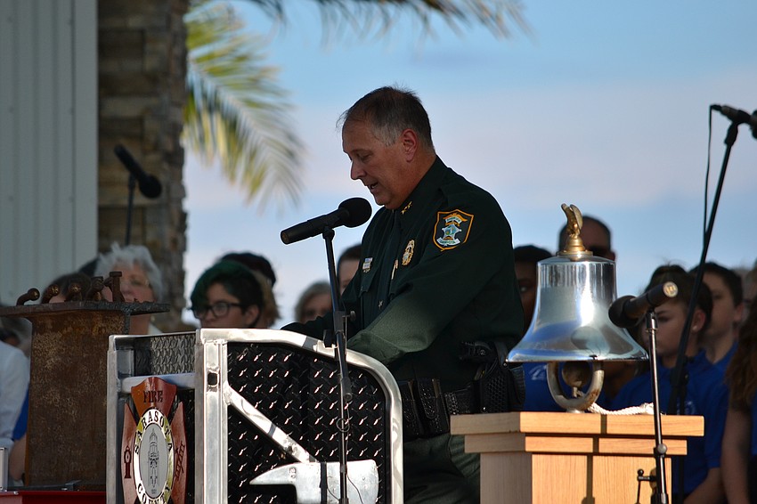 Sarasota County Sheriff Tom Knight leads the pledge of allegiance.