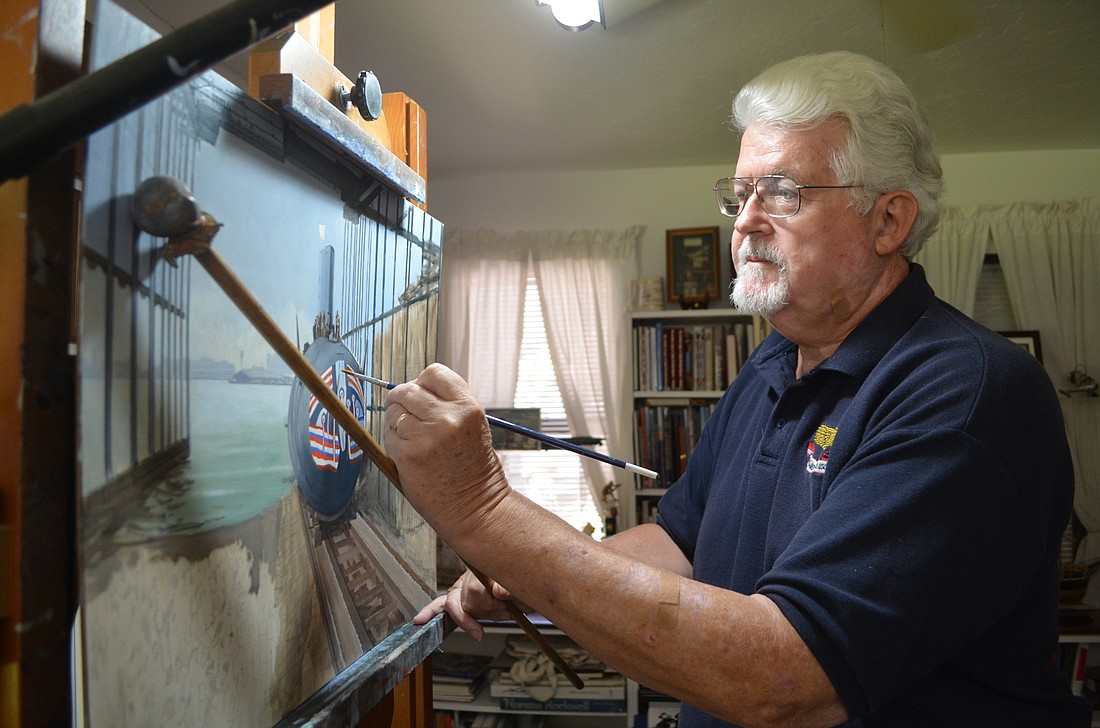 Robert Semler paints historic Coast Guard and maritime scenes in his home studio.