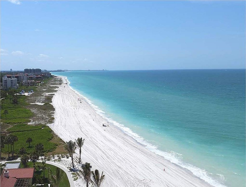 Three weeks later on April 27, the Longboat Key beachfront has been replenished.