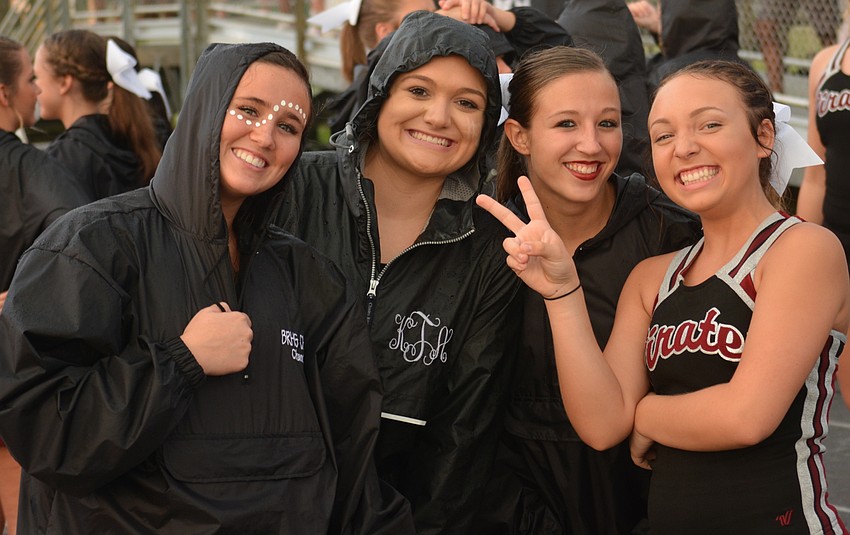 Braden River cheerleaders Channing Jackson, Kirstin Tyson, Lauren Kvederis and Payton Welter are sure who is going to win.