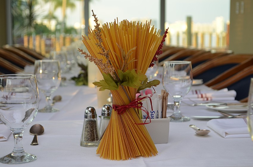 Even centerpieces included the main attraction of pasta for the Tuscan-inspired dinner.