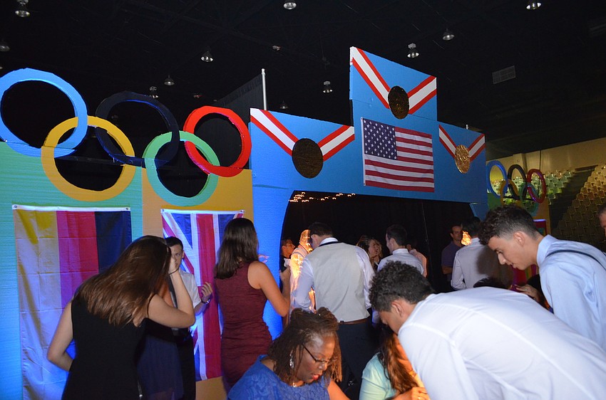 The entrance carried the olympic theme.