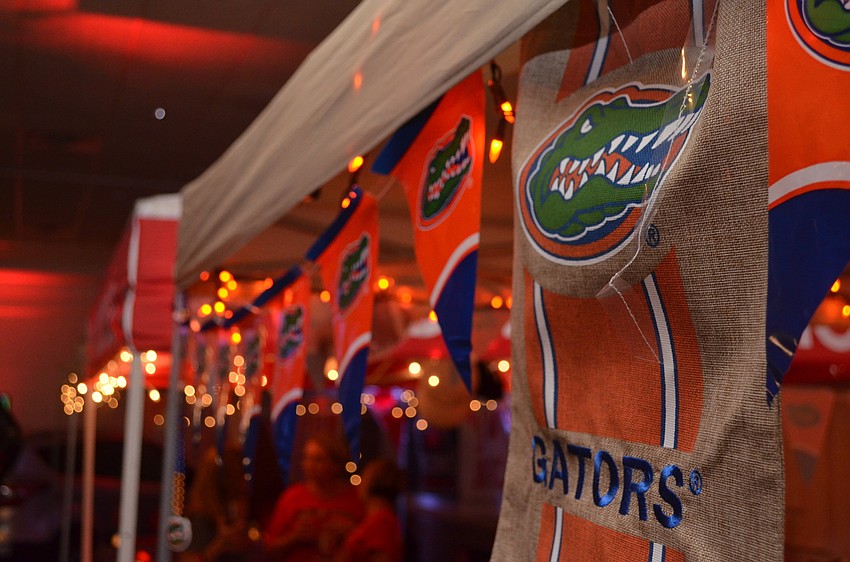 University of Florida decorations adorn one of the three tailgate tents decorating the venue.