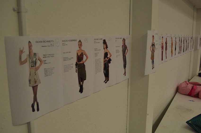 The model lineup rests taped on the dressing room wall.