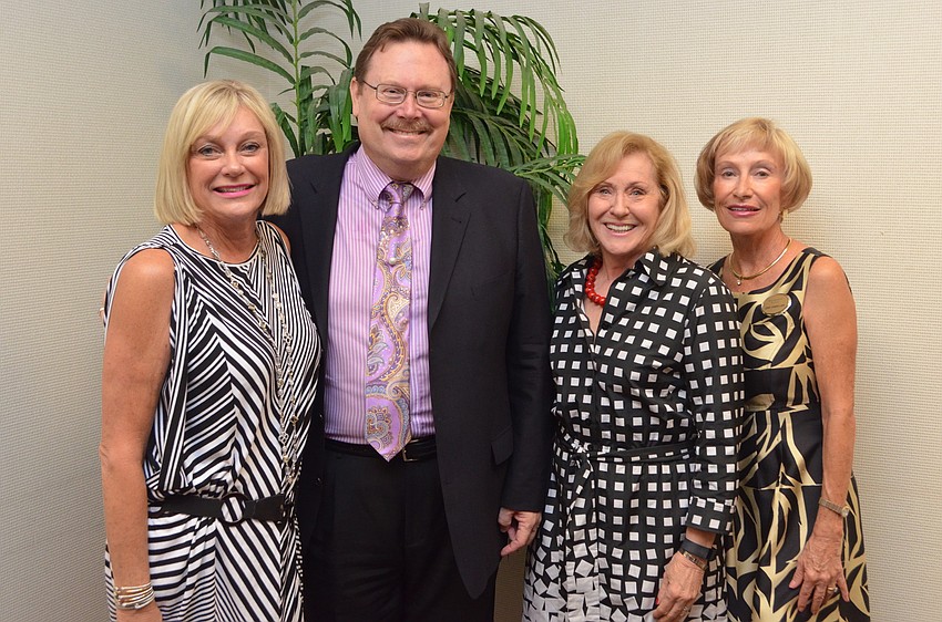 Salon Co-Chair Chris Sancin, Speaker Ron McCarty, Sponsor Judith Skornicka Schwartzbaum and Salon Co-Chair Joan Campo-Liga