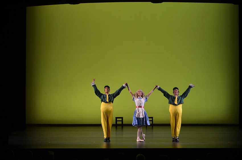 Sarasota Ballet professional dancers Logan Learned, Kate Honea and Alex Harrison performan an Alice in Wonderland themed routine at the second annual Tea & Tutus event.
