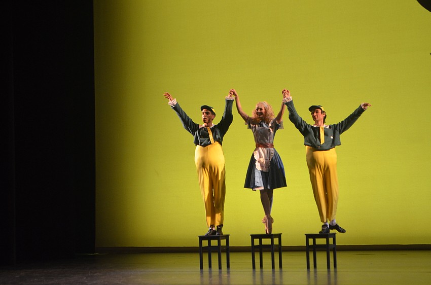 Sarasota Ballet professional dancers Logan Learned, Kate Honea and Alex Harrison performan an Alice in Wonderland themed routine at the second annual Tea & Tutus event.