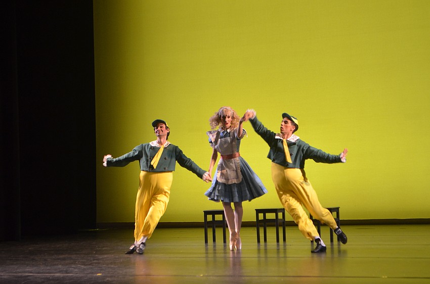Sarasota Ballet professional dancers Logan Learned, Kate Honea and Alex Harrison performan an Alice in Wonderland themed routine at the second annual Tea & Tutus event.