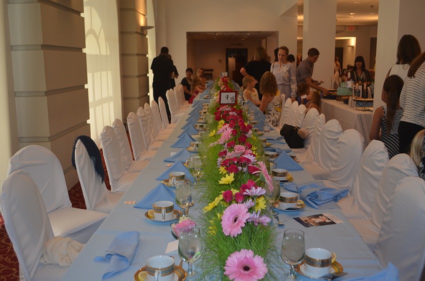 The decorations followed a garden theme to go along with the Alice in Wonderland performance.