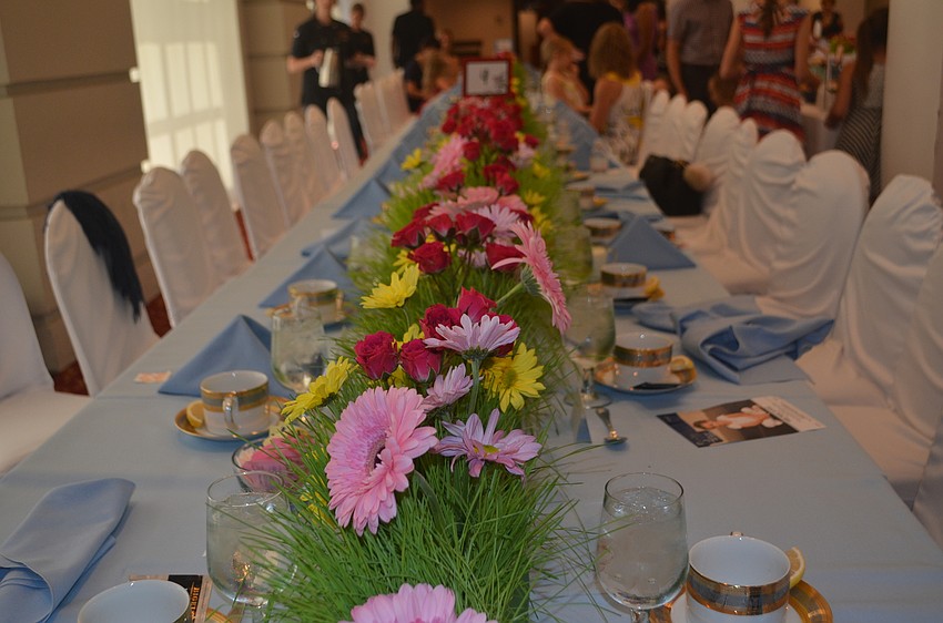 The decorations followed a garden theme to go along with the Alice in Wonderland performance.
