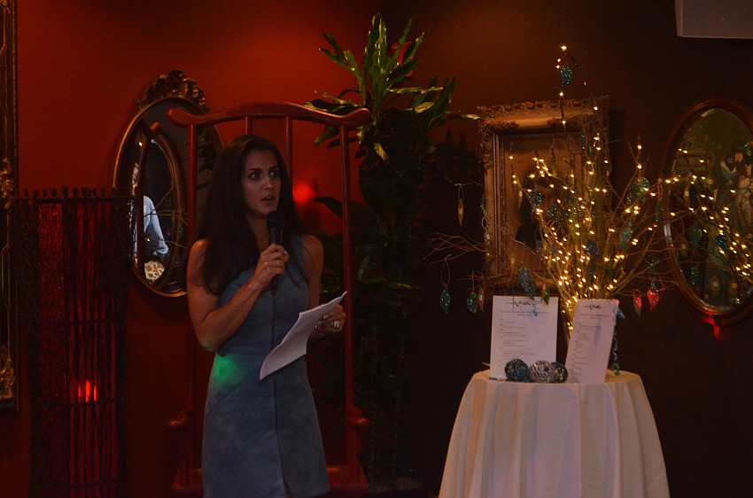 Rachel Saltzberg addresses the crowd and thanks those who have supported her in her efforts.