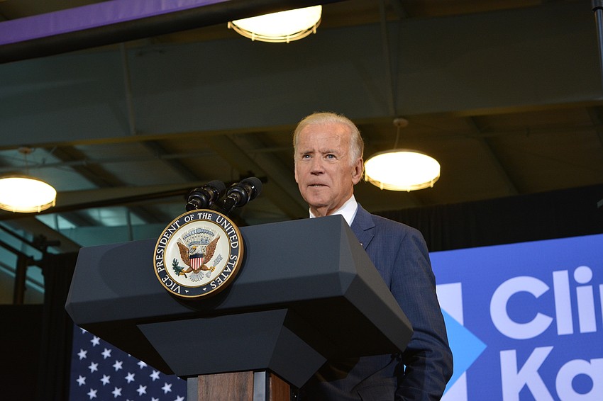 Vice President Joe Biden encouraged voter registration during the rally in north Sarasota, in which precincts generally record the lowest voter turnout.