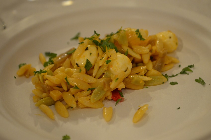 The second dish was orzo with basil, tomato and mozzarella in premium vinaigrette paired with La Playa Viognier Chardonnay