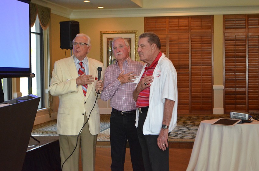Present members that are veterans led the club in the Pledge of Allegiance at the first Republican Club of Longboat Key meeting of the season on Oct. 5.