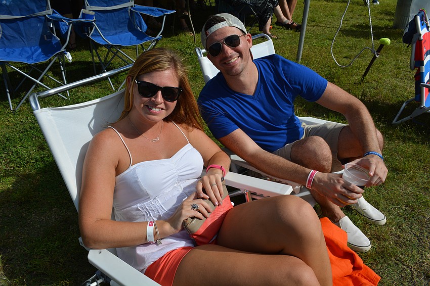 Jaclyn Stout and Anthony Raskow, of Sarasota, take a seat for live music.