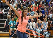 Seventh-grader Cemia Gough wins the hula hoop competition.