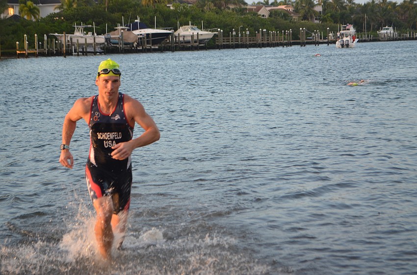 Triathletes complete the swimming portion of the Longboat Key Triathlon on Oct.16.