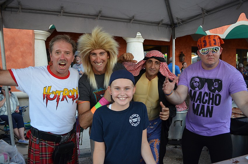 Station 5 dressed as favorite wrestlers from WWE: Gary Haxson, Mark and Macy Clippard, Gabe Gadha and Lee Thompson.