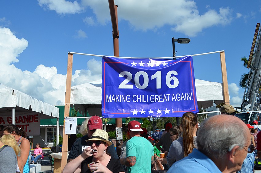 The 2014 champions, the North Port Fire Department put a political twist on their booth theme with 