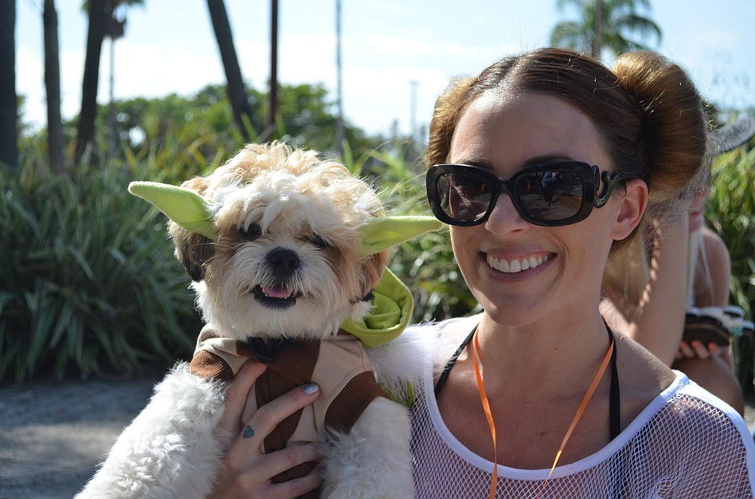 File photo. The force was strong with Jamie Murdick dressed as Princess Leia and London as Yoda during  the the 18th annual Howl-O-Ween Pet Costume Contest.