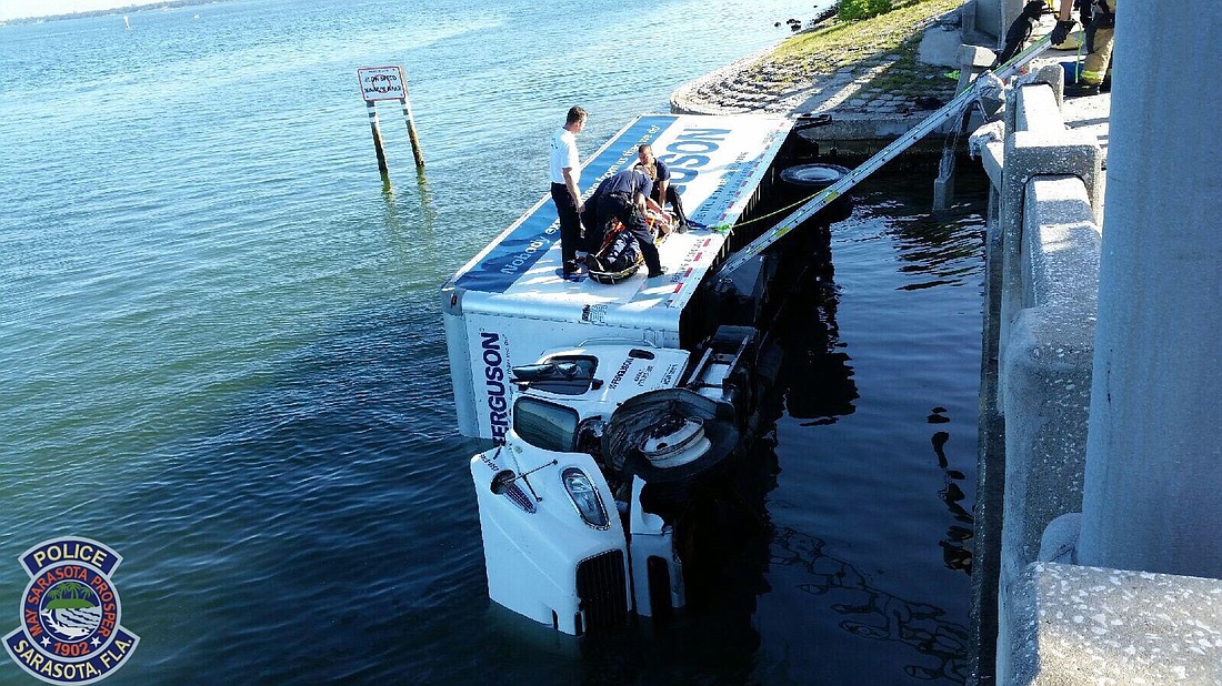 The Sarasota Police Department provided this image of the truck that drove off of the Coon Key Bridge.