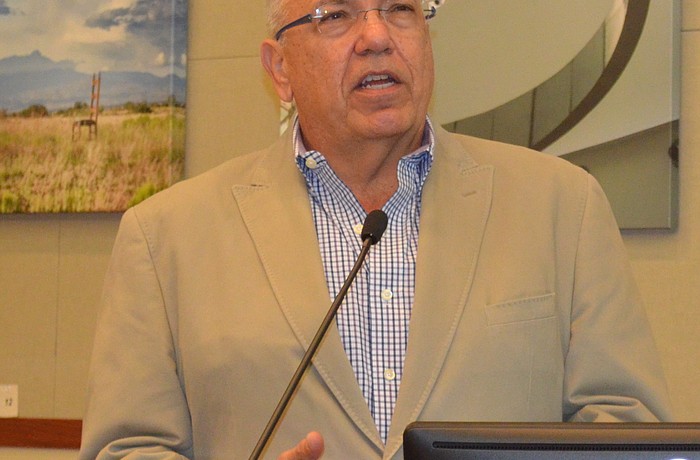 Public utilities director Juan Florensa of Longboat Key at the meeting where Taylor Engineering Inc. of Sarasota reported a â€œmoderate needâ€ for the first town dredging project since 2003.