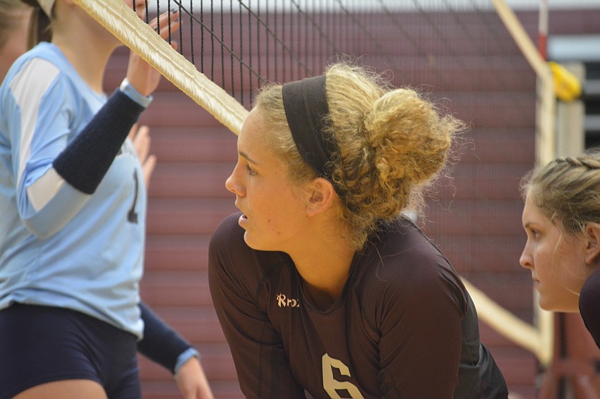 Riverview sophomore Alex Hilton looks over at the opposition during her team's district title match against Newsome on Oct. 20.