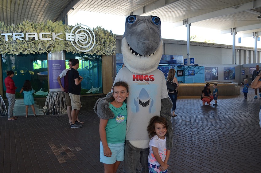 Sophia, 7, and Molly Warner, 3, with Gilly the Shark