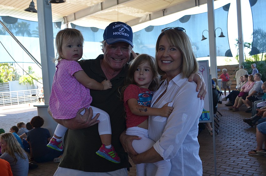 Mark and Jennifer Elliott with their granddaughters Josephine, 1, and Lydia Gilmore, 4