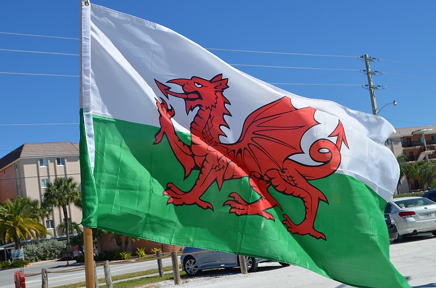 The flag for Wales waves proudly at the site of the picnic.