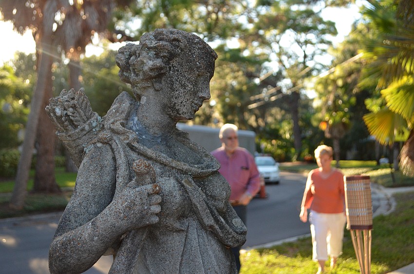 A statue of Diana welcomes guests to the party at the Seminole Linear Park Sunday evening.