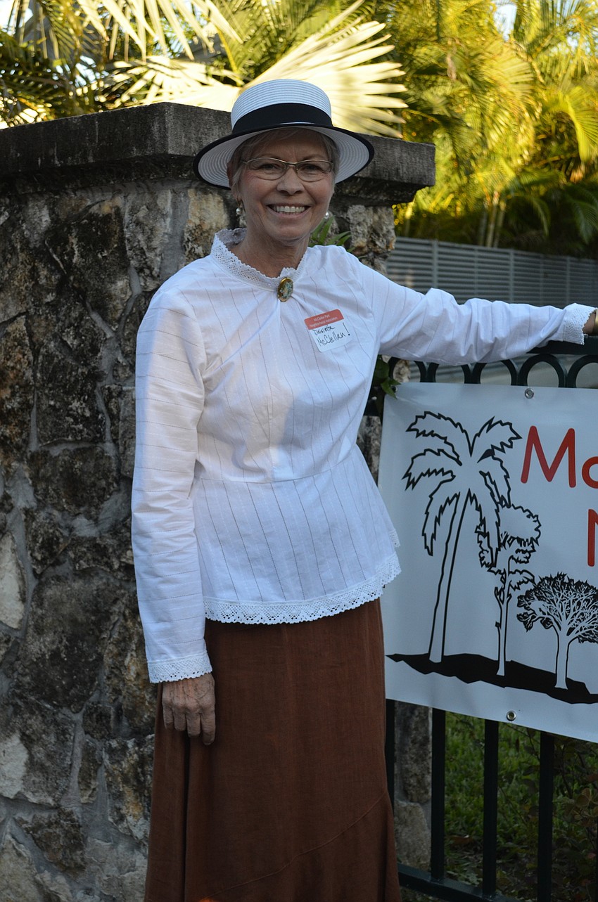 McClellan Neighborhood Association President June Cussen dressed as Daisietta McClellan.