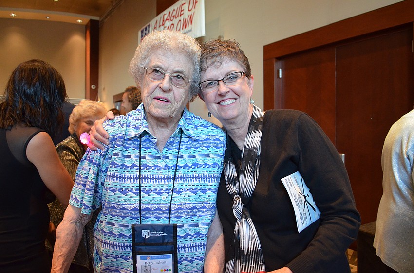 Betsy Jochum, former player for the South Bend Blue Sox in the AAGPBL with Shelley McCann