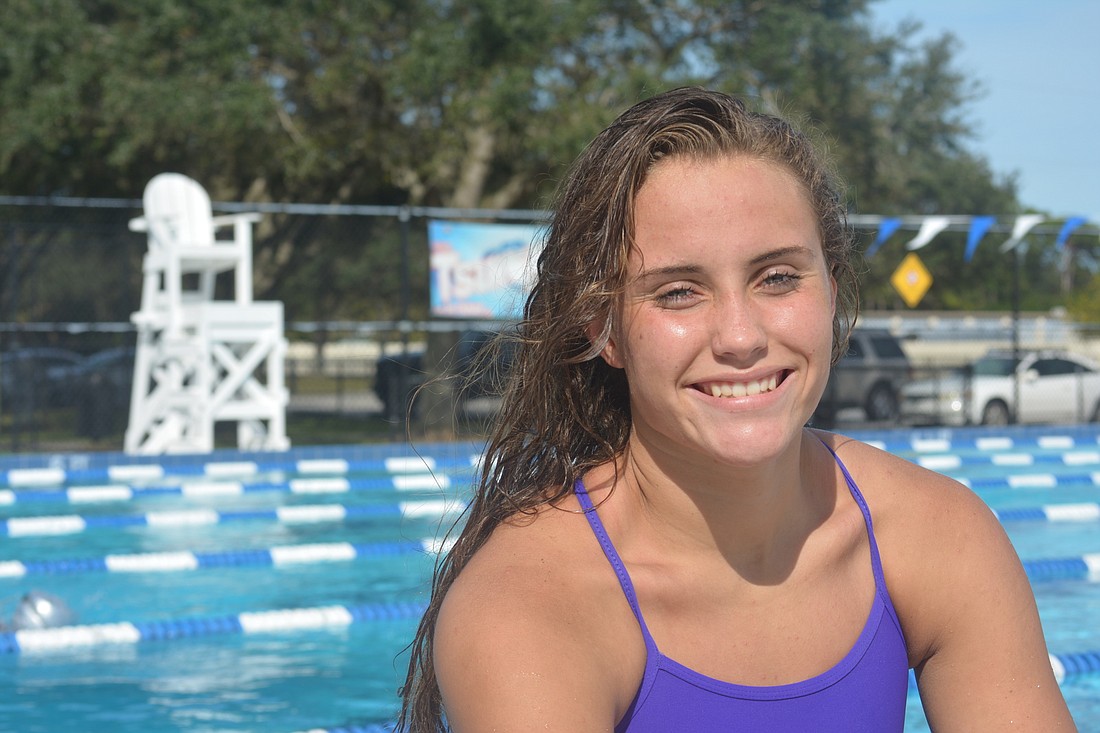 Braden River freshman Kate Walker took second place in both the 100 butterfly and 100 breaststroke at the Class 3A District 7 meet on Oct. 21.