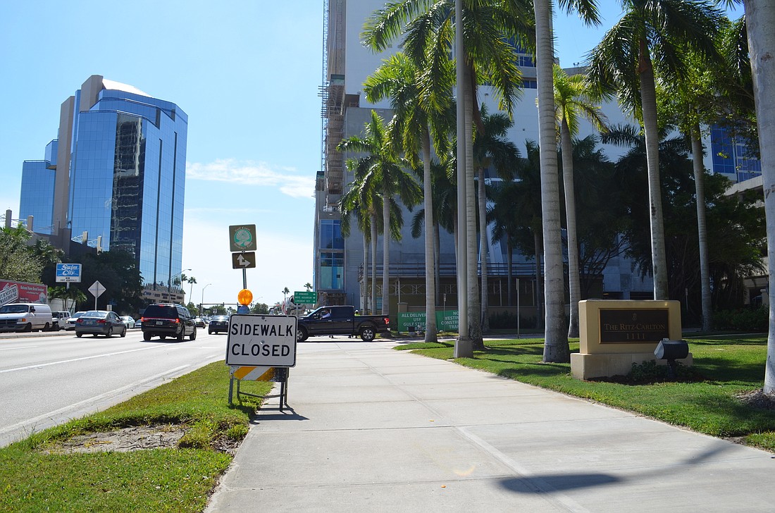 Mike Lasche says the wide, tree-lined streets near the Ritz-Carlton are ideal â€” which is why a narrower sidewalk with less robust landscaping next to Vue Sarasota Bay is so concerning to him.