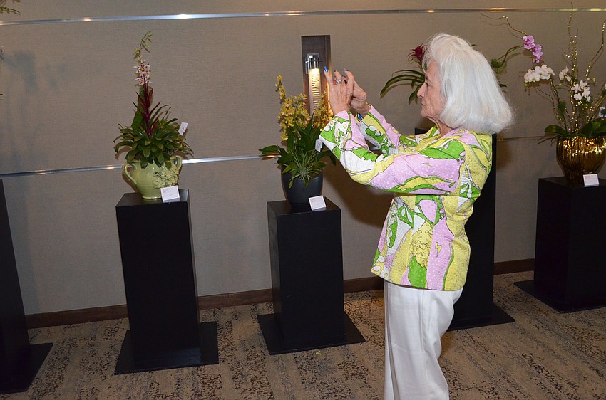 Graci McGillicuddy snaps photos of all the orchids on sale. At the time, all orchids had been sold but one, so McGillicuddy said she felt like Charlie Brown looking at “the last Christmas tree.”