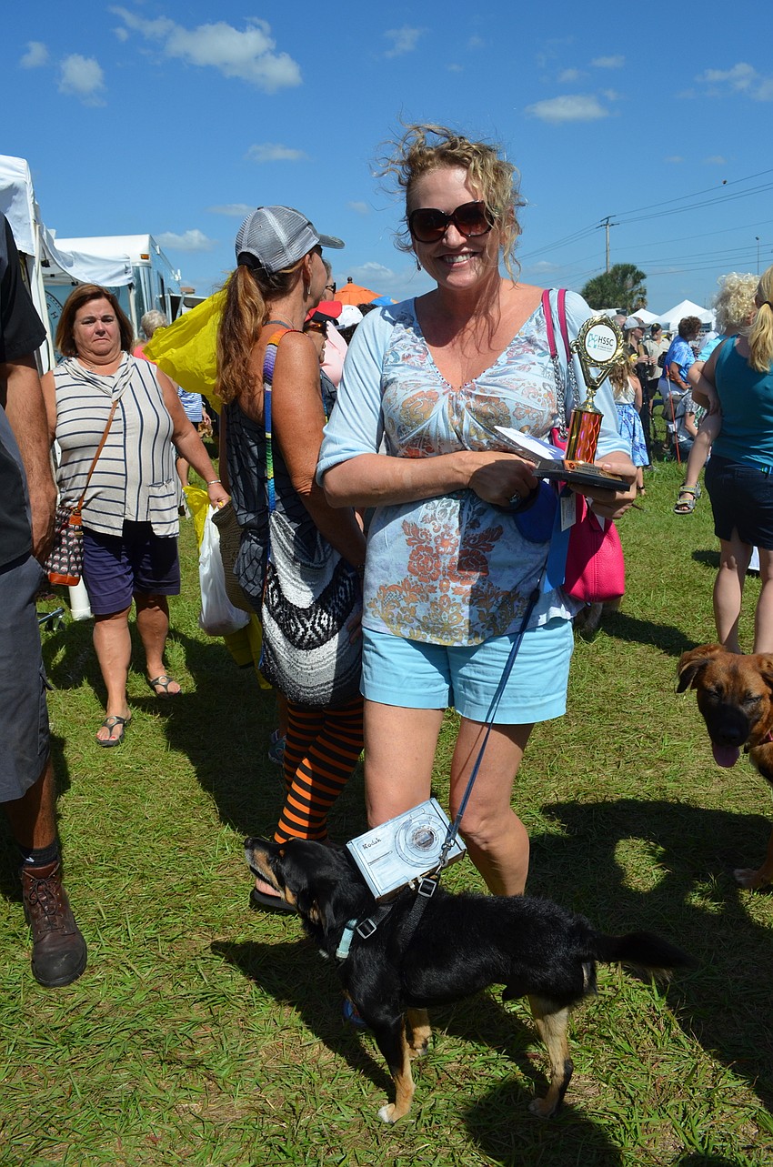 Lara Putnam and Monkey took home the prize for funniest. Monkey was dressed as a tripod making the most of his three legs.
