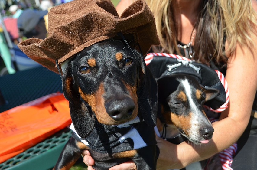 Oscar and Trina were dressed as a cowboy and pirate.