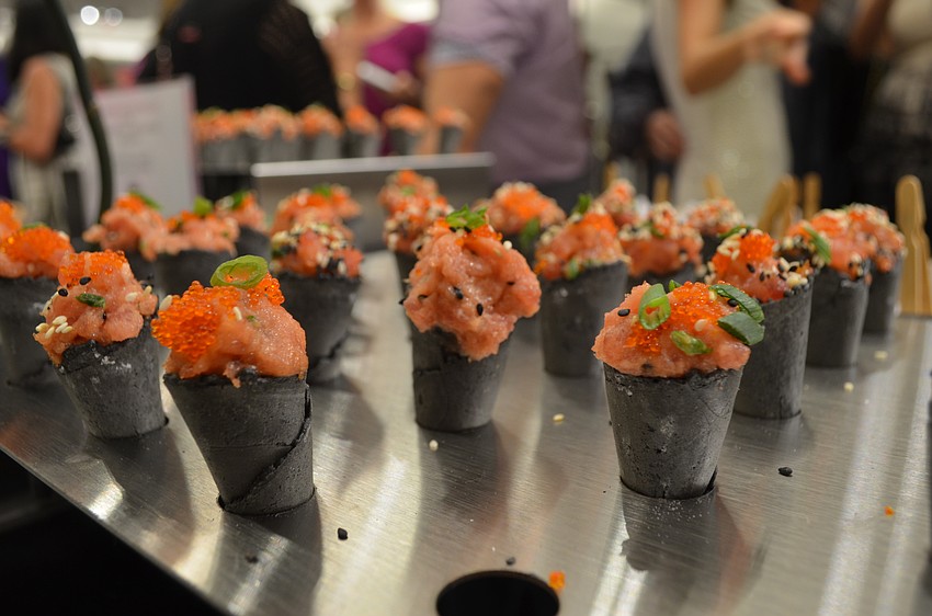 One of the items on the Sophie’s menu for the night was spicy tuna cones with caviar and cilantro.